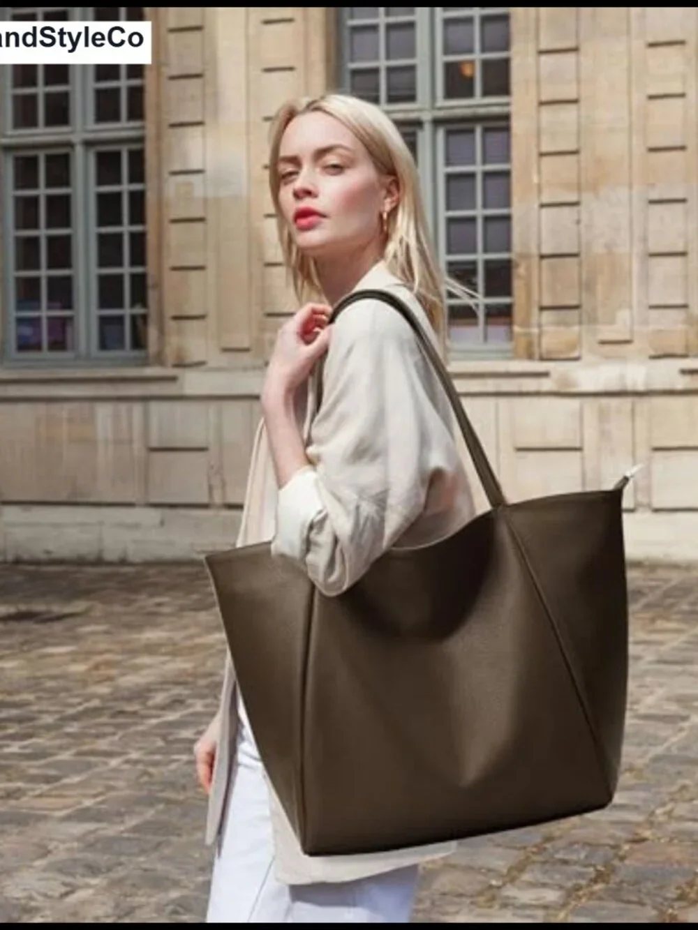 Vegan Leather Tote Bag Large Capacity Satchel Zipper Work Travel
